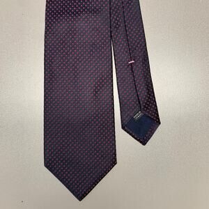 BORRELLI Navy Red Squares Silk Tie